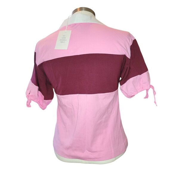 Free Assembly Shirt Polo Layering Coverup Pink Burgundy NWT Womans S JJ3443 - Picture 4 of 6
